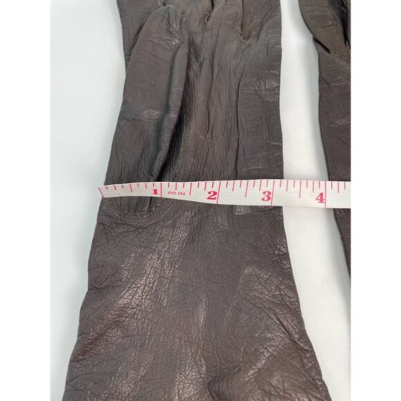 Leather Gloves Womens Size Small Dark Brown Insulated Long Winter Gloves - Picture 9 of 9